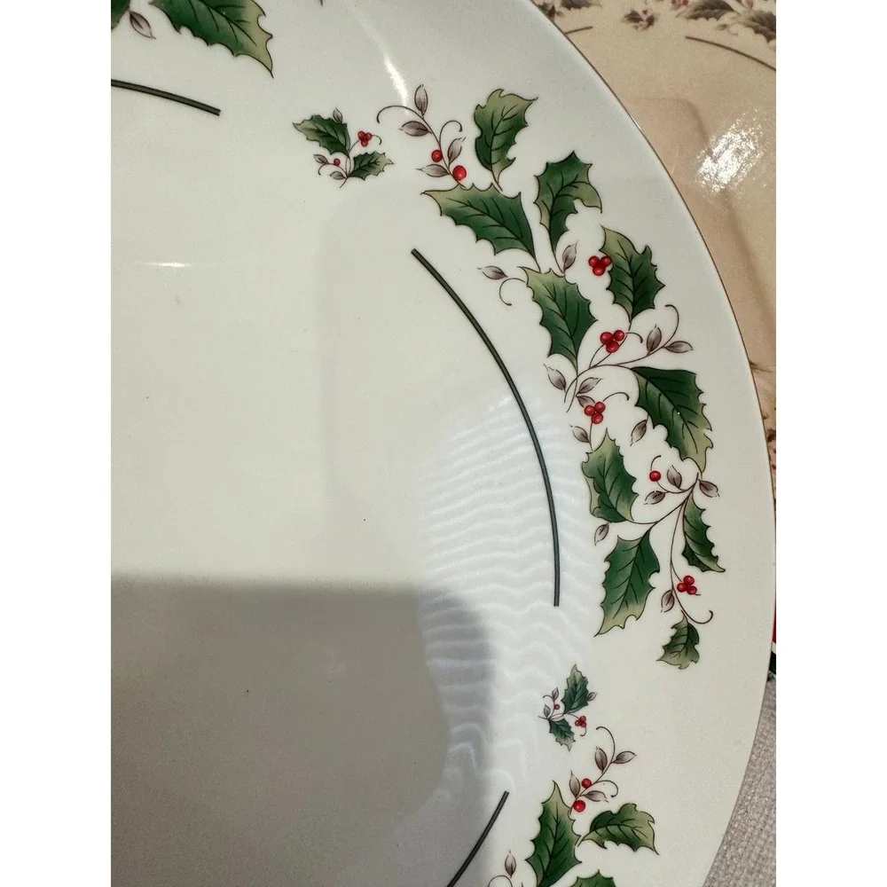 Christmas Holiday Porcelain Cake Plate & Server Cookie Plate Japan